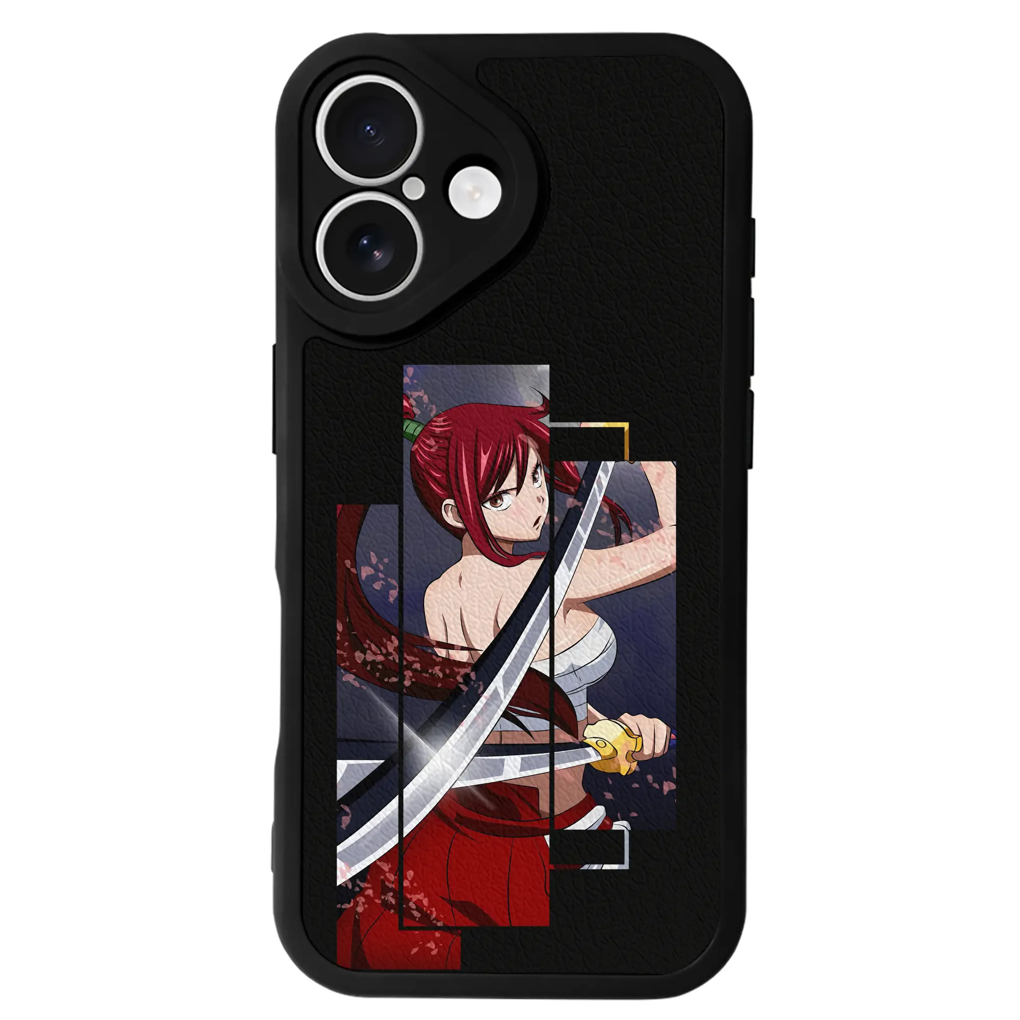 フェアリーテイル グッズ エルザ・スカーレット - IPhone 16シリーズ対応 ・ シリコンスマホケース ・ レザー調 ・ 高精度フィット ・ 耐衝撃 ・ ワイヤレス充電対応 ・ 精密カット